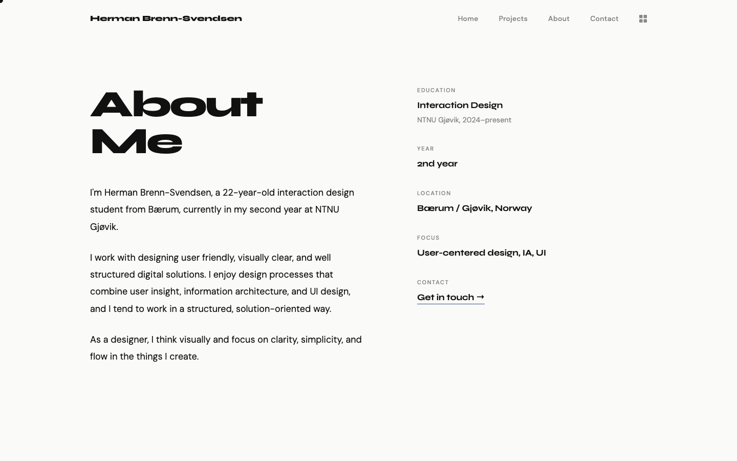 Portfolio about page