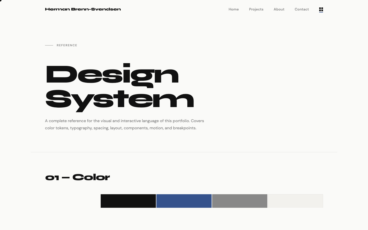 Portfolio design system page
