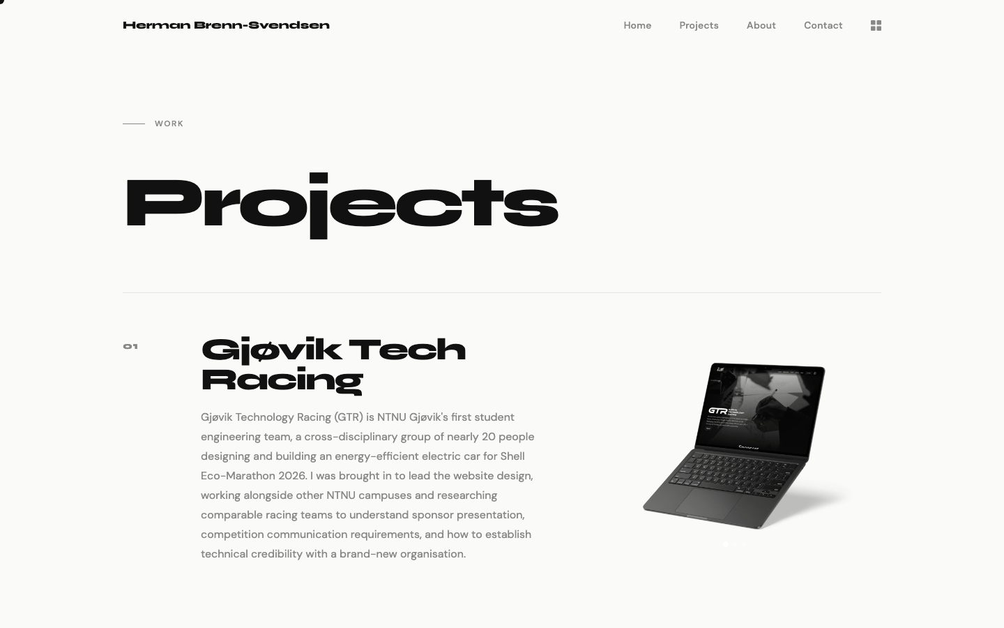 Portfolio projects page